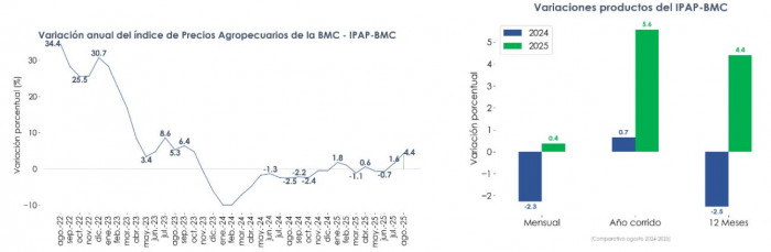 Precios agropecuarios según el IPAP a agosto de 2025