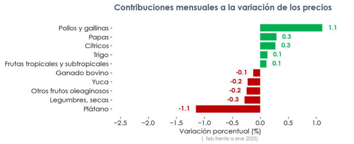Índice de Precios Agropecuarios de la BMC anticipa descenso de la inflación total en febrero Índice de Precios Agropecuarios contribuciones