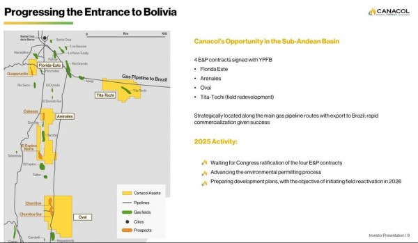 Canacol reporta avances en proyecto Natilla y expansión en Bolivia; habla de dividendos y reestructuración Proyectos de gas de Canacol en Bolivia - primer trimestre 2025