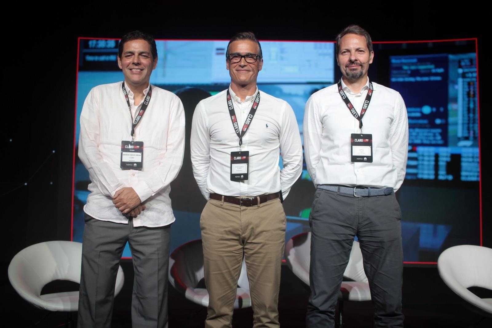 Carlos Zenteno, presidente de Claro Colombia; Rodrigo Torras, CEO de Puerto Bahía y Paolo Veglio, presidente de Nokia Colombia