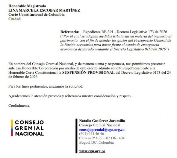 Consejo Gremial pide tumbar con urgencia impuesto al patrimonio a empresas decretado por Petro Consejo Gremial pide tumbar con urgencia impuesto al patrimonio a empresas decretado por Petro