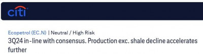 informe Citibank sobre riesgos de Ecopetrol