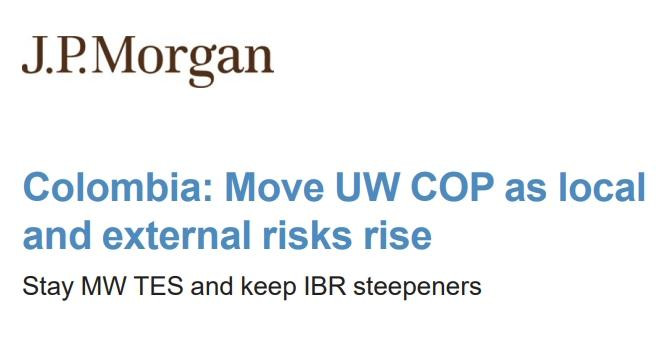 J.P.Morgan advierte a Colombia: posible rebaja de calificación, debilidad del peso y alto déficit