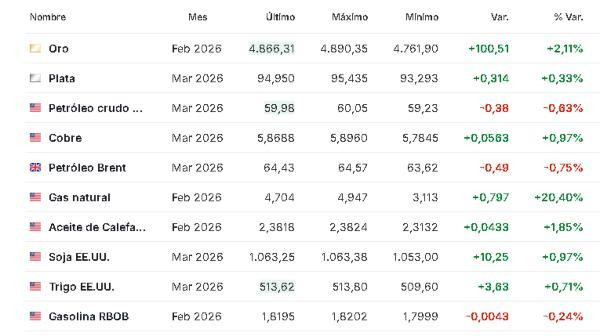 Materias primas 21 enero
