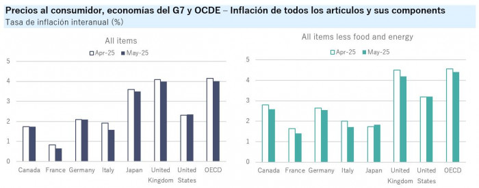 Inflación en la OCDE sigue desacelerándose: alertan por tendencia de algunos países Inflación en la OCDE: G7