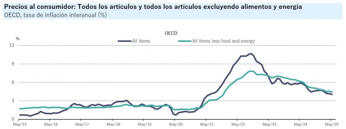 Inflación en la OCDE sigue desacelerándose: alertan por tendencia de algunos países Inflación en la OCDE: histórico