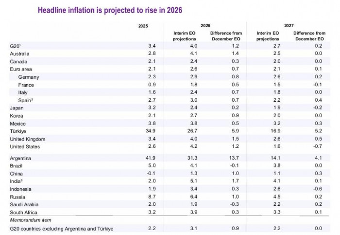 OCDE advierte riesgos de inflación y desaceleración económica en el mundo por conflicto en Medio Oriente OCDE: proyecciones inflación