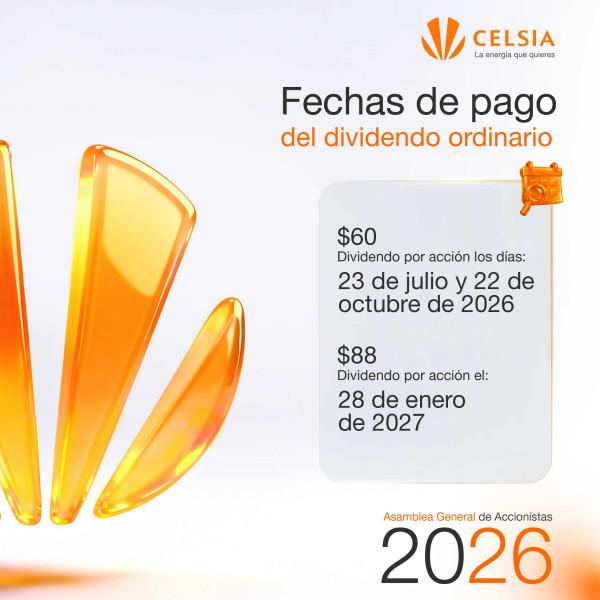 Asamblea Celsia: datos claves y guía para la recompra extraordinaria de acciones hasta por $150.000 millones Pago dividendo Celsia 2026