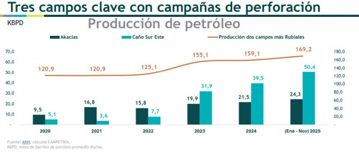 Producción de petróleo en Colombia cayó 3,6 % a noviembre; Ecopetrol y SierraCol Energy lideraron Producción de petróleo en Colombia cayó 3,6 % a noviembre; Ecopetrol y SierraCol Energy lideraron