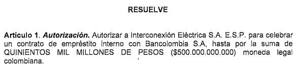 Préstamo de ISA con Bancolombias