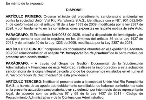 ANLA abre proceso sancionatorio contra Sacyr por presuntas faltas ambientales en obra vial Pamplona-Cúcuta