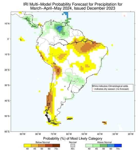Pese a Fenómeno de El Niño, Colombia tendría fuertes lluvias a inicios de 2024. Imagen: IRI