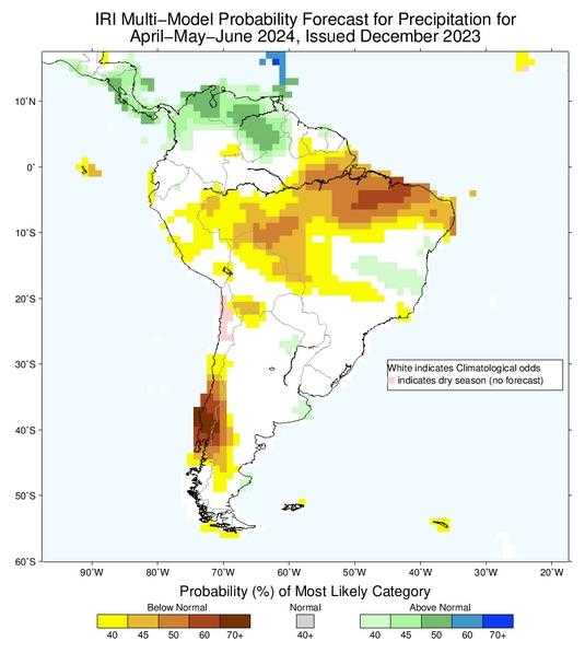 Pese a Fenómeno de El Niño, Colombia tendría fuertes lluvias a inicios de 2024. Imagen: IRI