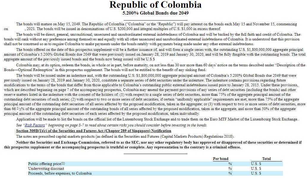 bonos globales colombia 2021